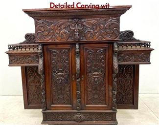 Lot 1318 Antique Carved Walnut Cabinet Top. Detailed Carving wit