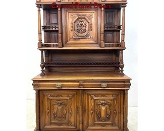Lot 1321 Large European Walnut Cabinet with Carved Panel Doors. 