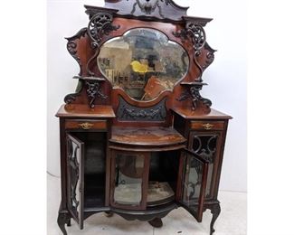Lot 1322 Ornate Carved Sideboard Display Cabinet. 