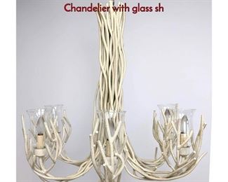 Lot 1334 Large Contemporary Branch Form Chandelier with glass sh