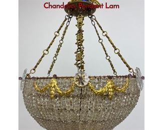 Lot 1335 Decorator Brass and Crystal Dome Chandelier Pendant Lam