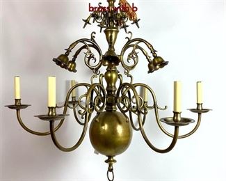 Lot 1337 Colonial American Style Chandelier. Heavy brass with b
