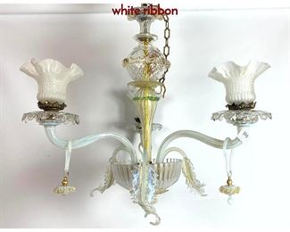 Lot 1338 Venetian Style Chandelier. Murano Glass. white ribbon 