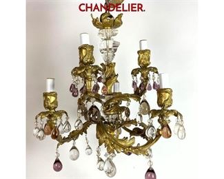 Lot 1342 LOUIS XV STYLE BRONZE  CRYSTAL CHANDELIER. 