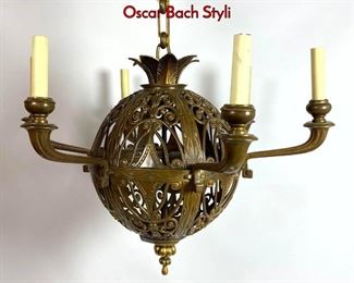 Lot 1344 Art Deco Ball Chandelier with 4 Arms. Oscar Bach Styli