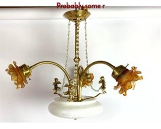 Lot 1345 Decorative Glass and Cherub Chandelier. Probably some r