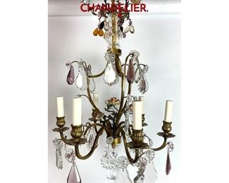 Lot 1347 LOUIS XV STYLE BRONZE  CRYSTAL CHANDELIER. 