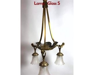 Lot 1348 Victorian Style 3 Arm Chandelier Pendant Lamp. Glass S