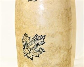 Antique Western Pottery Stoneware 2 Gallon Maple Leaf Crock ©1906-1930