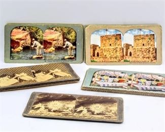 Lot of 37 Antique Stereo Viewer Slides Incl. Some of Holy Land Series, Wedding Day Series, Travel Thru Japan and MORE!
