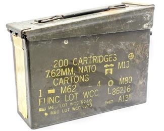 Vintage Ammo Box Empty, Held 200 Cartridges 7.62 MM-NATO-M13