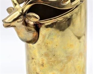 Vintage Solid Brass Pot With Deer Head Design