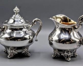 Reed & Barton 5600 Regent Creamer and Sugar Bowl with Lid