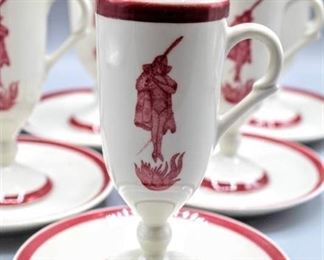 Set of 6 Vintage Cafe Brulot Espresso Cups and Saucers From Loubat in New Orleans