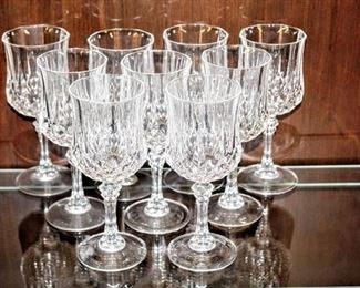 Set of (9) Vintage 7.5" Stemmed Cut Crystal Glasses (match 2550)
