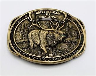 Vintage Brass ROCKY MOUNTAIN ELK Foundation Belt Buckle