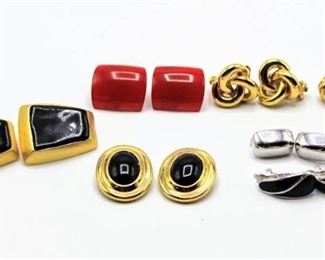 Vintage Clip-On Earrings Lot of 7 pairs - Erwin Pearl, Trifari, LC, Monet