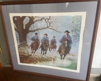 ''Hunting in Eighteen Century Virginia'' print by Vernon Wooten signed and numbered https://ctbids.com/#!/description/share/408530