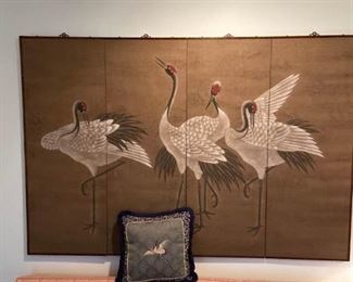 Smithsonian picture of 4 birds with matching pillow https://ctbids.com/#!/description/share/408573