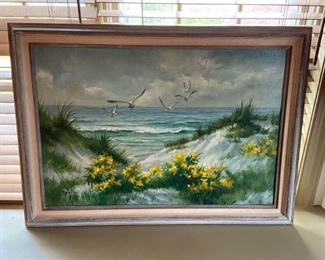 Seagulls by the Ocean an original painting by Stainley https://ctbids.com/#!/description/share/408592