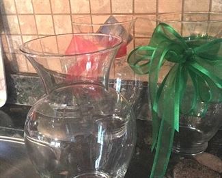 Item #4:  Set of 3 large glass vases.  11" tall:  $10