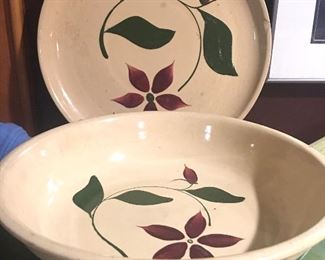 Item #32:  Pottery set:  Large bowl and platter.  (platter has small chip) $15