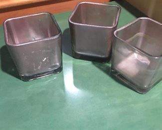 Item #22:  Three glass votiff holders (3" high) $6