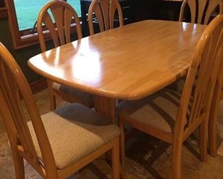 Item #62:  Oak table w/6 chairs (60"Lx35"W): $50