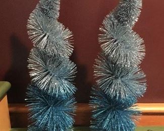 Item #526:  Set of two Christmas tress (blue sparkle) 17" high: $10