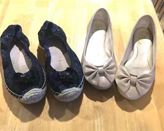 Item #532:  Two pair flats (blue jean fabric)(beige shoes by Circus) Size 6: $10