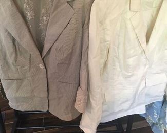 Item #573:  Two ladies blazers: (need ironing): 1=size 14P/1=size L:  $15