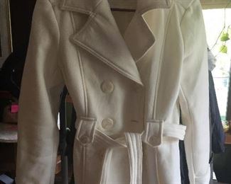 Item #128:  Ladies white winter coat. Size SM: $15