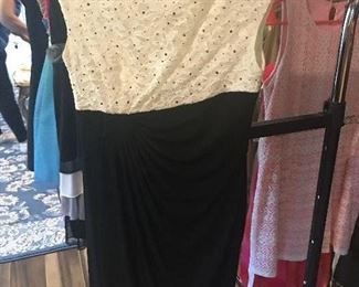 Item #135:  Woman's black/white special occasion dress (top has rhinestones) Size 4P: $15