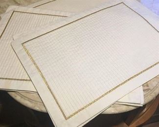 Item #106:  Set of 8 off-white/gold trim placements: $10