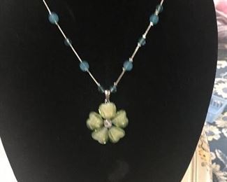 Item #559:  Five-petal beaded necklace (18"): $12
