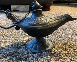 Iron genie lamp. $20.
