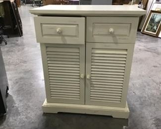 27 x 16 1/2 x 31 off white 2 drawer side table