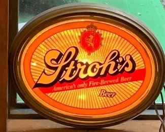 Lighted Vintage Stroh's Beer Sign
