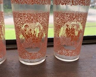 vintage cameo pink and clear romantic glasses set