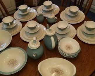 #350 Royal Doulton Desert Star Pattern china set. 7 piece service for 7 plus extras. some small chips on some pieces but overall in good shape $150