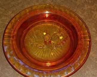 #345 amberina ashtray 9.5 diameter $7