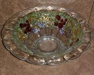 #318 fruit pattern glass 11 inches diameter $10