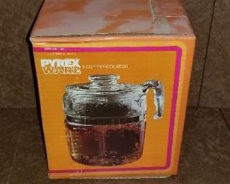 #315 pyrex 9 cup percolater new in box. I see a lot of these but not in the box. $100