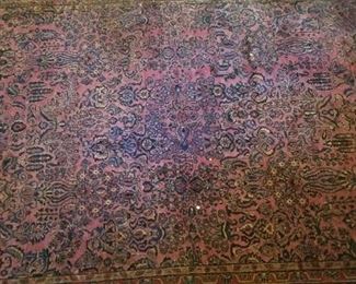 #138 sarouk style persian rug hand knotted in good shape 140 long by 112 wide. call for price