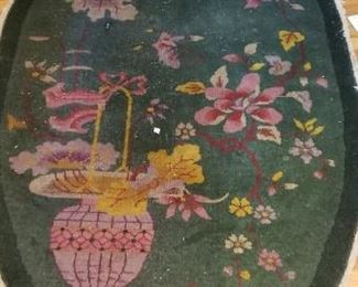 #297 floral pattern rug hand knotted 84 long 48 wide in middle $150