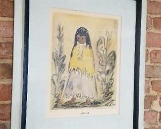 #213 apache girl framed print 21.5 wide by 25 tall $40