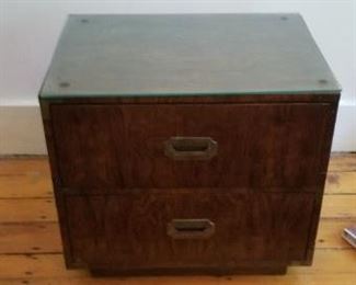 #178 sm side table glass topper w/ drawers 22.5 tall x 24 wide x 17 deep $ 20