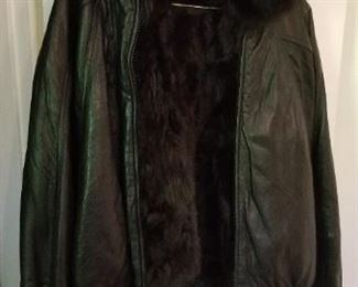 # 173 fur lined leather jacket size L $15