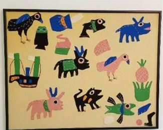 #149 hand sewn embroidery art 34 x27 $50