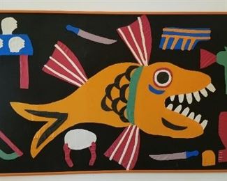 #149 58 x 36 hand embroidered art $ 75